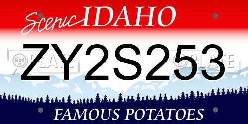 ZY2S253 Idaho License Plate