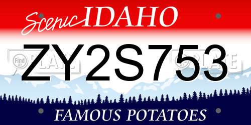 ZY2S753 Idaho License Plate