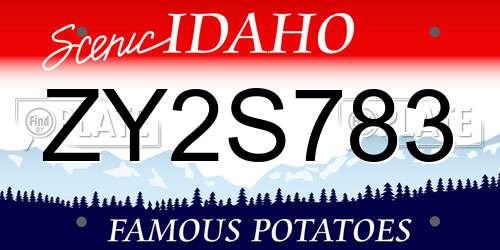 ZY2S783 Idaho License Plate