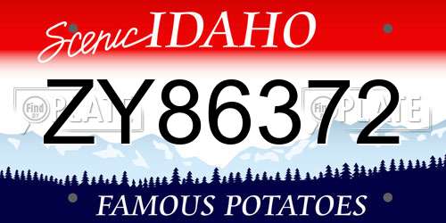 ZY86372 Idaho License Plate