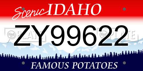 ZY99622 Idaho License Plate