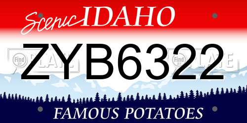 ZYB6322 Idaho License Plate