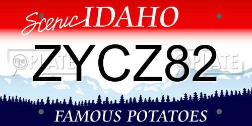 ZYCZ82 Idaho License Plate