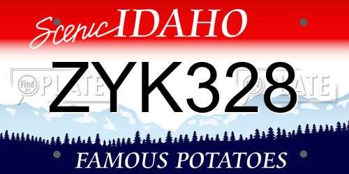 ZYK328 Idaho License Plate