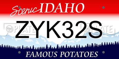 ZYK32S Idaho License Plate