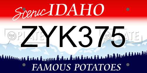 ZYK375 Idaho License Plate