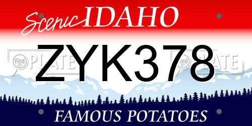 ZYK378 Idaho License Plate