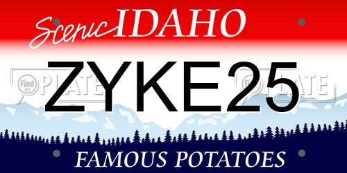 ZYKE25 Idaho License Plate