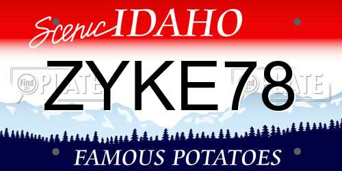 ZYKE78 Idaho License Plate
