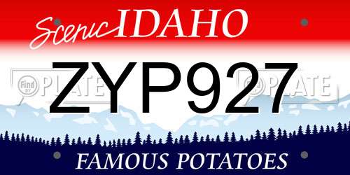 ZYP927 Idaho License Plate