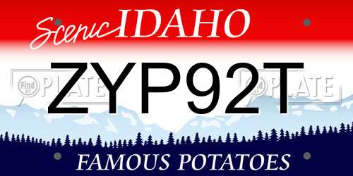 ZYP92T Idaho License Plate