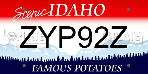 ZYP92Z Idaho License Plate