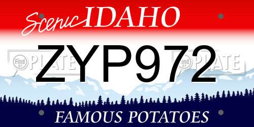 ZYP972 Idaho License Plate