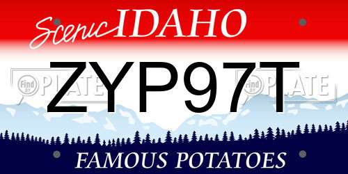 ZYP97T Idaho License Plate