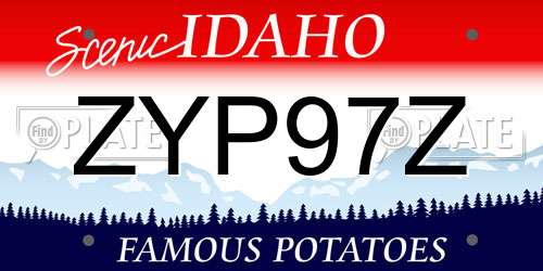 ZYP97Z Idaho License Plate