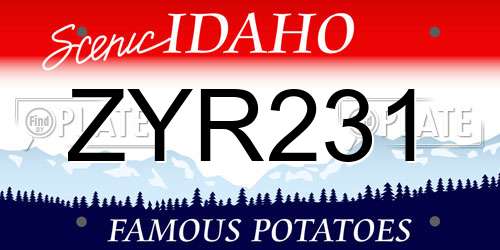 ZYR231 Idaho License Plate