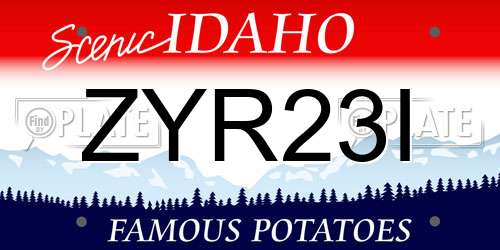 ZYR23I Idaho License Plate