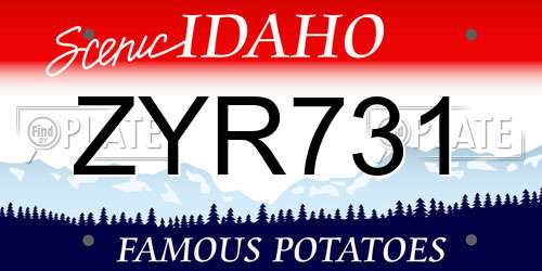 ZYR731 Idaho License Plate