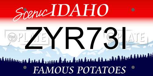 ZYR73I Idaho License Plate