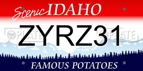 ZYRZ31 Idaho License Plate
