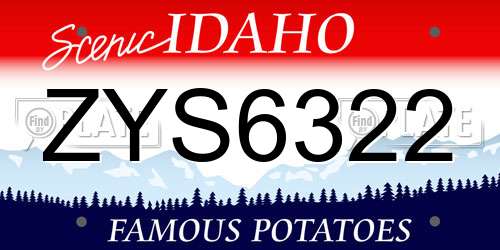 ZYS6322 Idaho License Plate