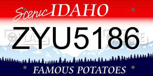 ZYU5186 Idaho License Plate