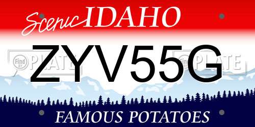 ZYV55G Idaho License Plate