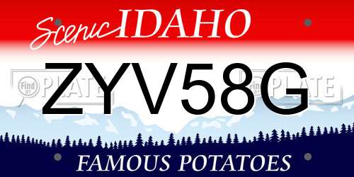 ZYV58G Idaho License Plate