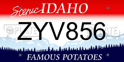 ZYV856 Idaho License Plate