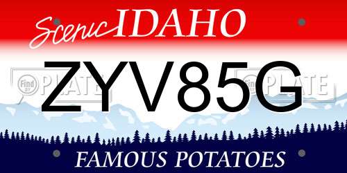 ZYV85G Idaho License Plate