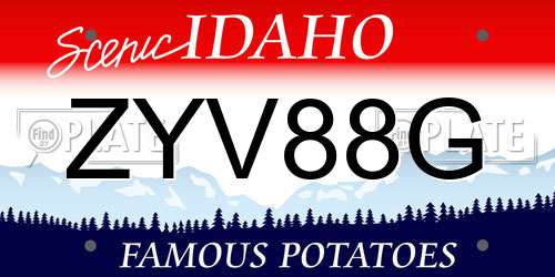 ZYV88G Idaho License Plate