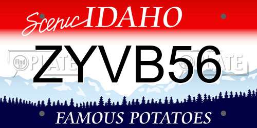 ZYVB56 Idaho License Plate