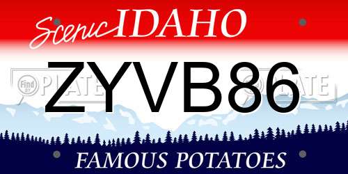 ZYVB86 Idaho License Plate