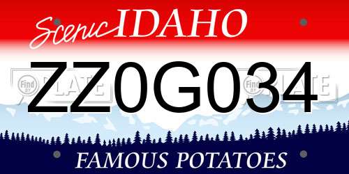 ZZ0G034 Idaho License Plate