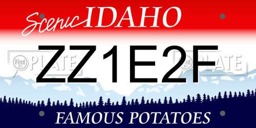 ZZ1E2F Idaho License Plate