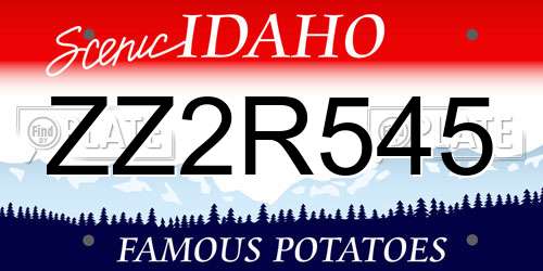 ZZ2R545 Idaho License Plate