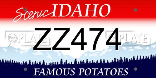 ZZ474 Idaho License Plate