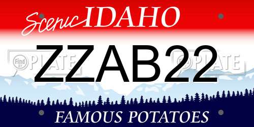 ZZAB22 Idaho License Plate