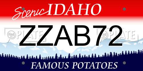 ZZAB72 Idaho License Plate