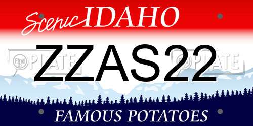 ZZAS22 Idaho License Plate