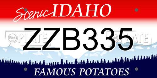ZZB335 Idaho License Plate