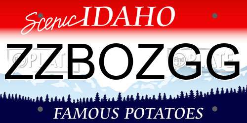 ZZBOZGG Idaho License Plate