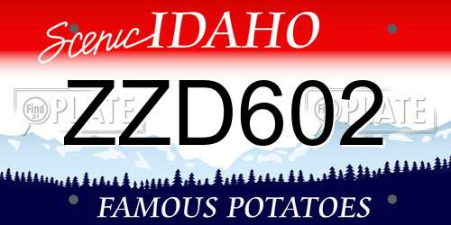 ZZD602 Idaho License Plate