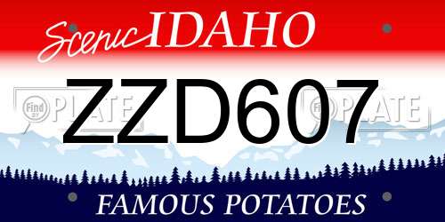 ZZD607 Idaho License Plate