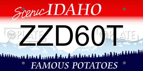 ZZD60T Idaho License Plate