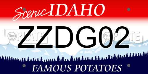 ZZDG02 Idaho License Plate
