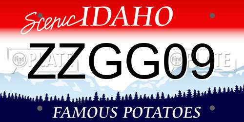 ZZGG09 Idaho License Plate
