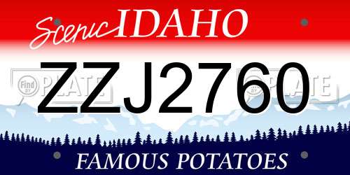 ZZJ2760 Idaho License Plate