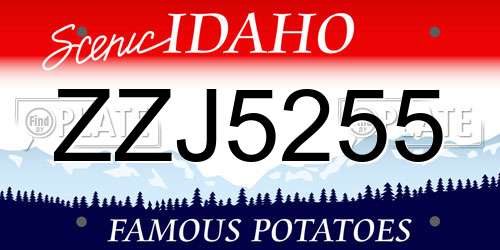 ZZJ5255 Idaho License Plate