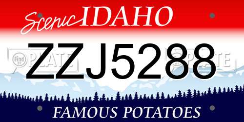 ZZJ5288 Idaho License Plate